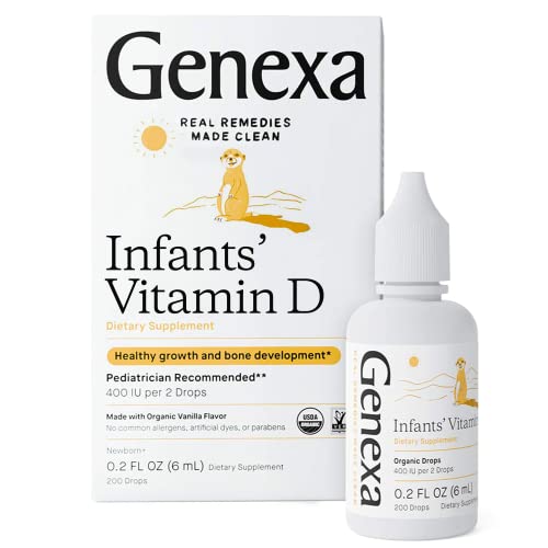 Genexa Infants’ Vitamin D Drops – 90 Servings – Promotes Healthy Growth – Organic,...