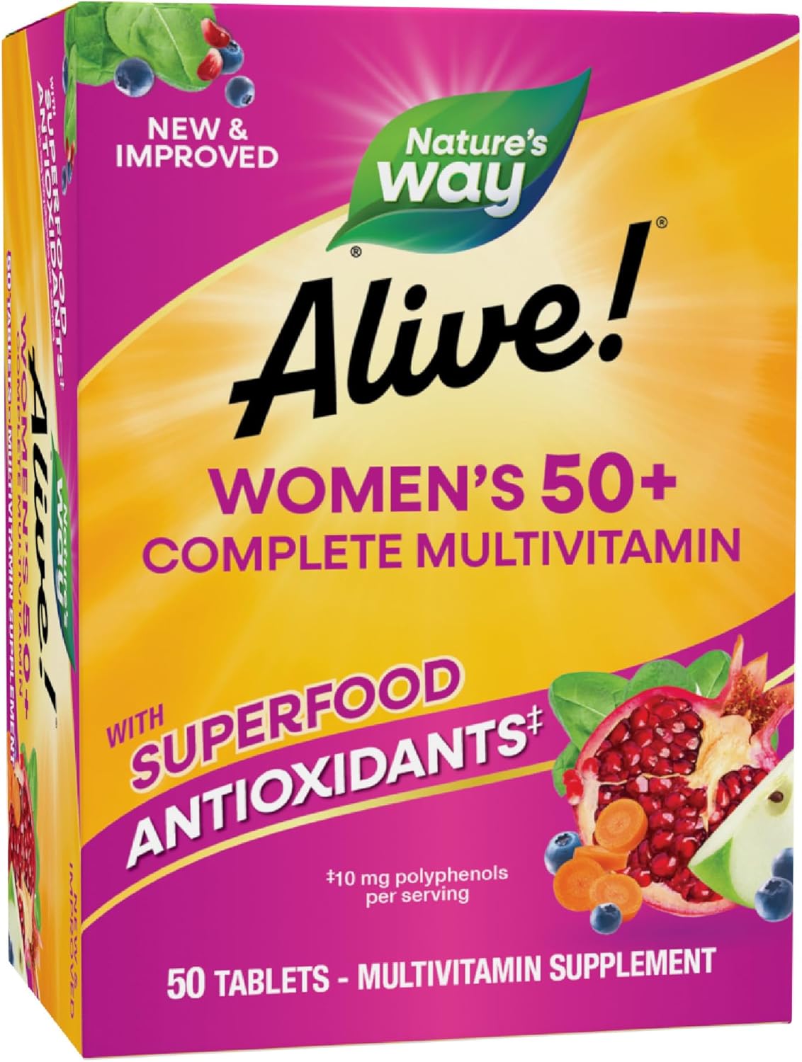 Nature’s Way Alive! Women’s 50+ Complete Multivitamins, Supports Healthy Heart, Brain, Bones*,...
